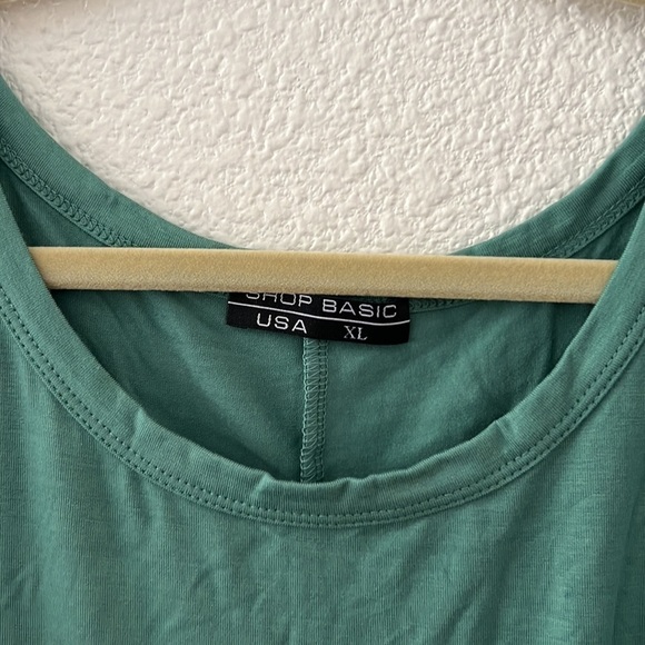 SHOP BASIC USA • Green Tank Off The Shoulder Top Blouse - Picture 4 of 7